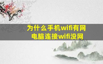 为什么手机wifi有网 电脑连接wifi没网